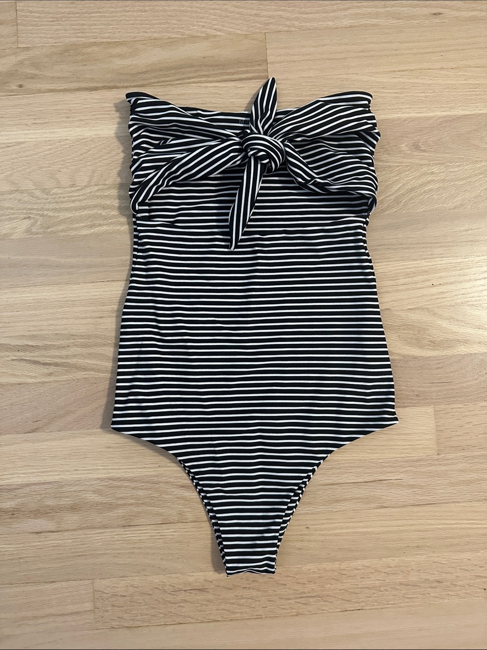 Mikoh Lana Black & White Striped Tie-Front One-Piece Swimsuit